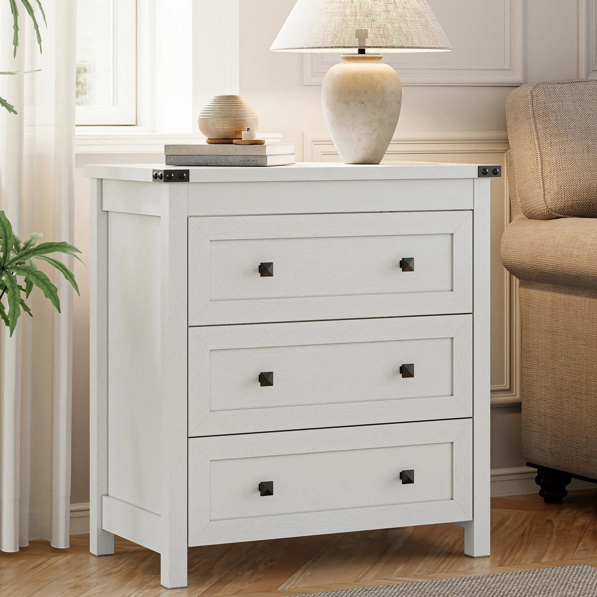 Nightstand - 3-Drawer White 27