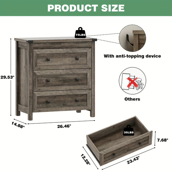 Nightstand - 3-Drawer White 27