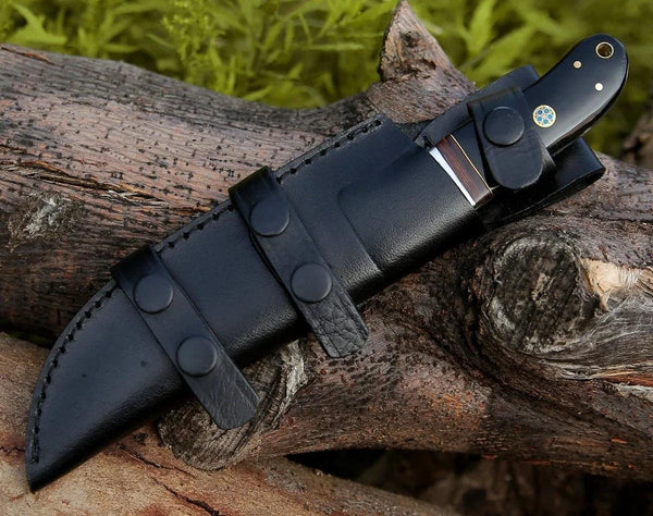 Nimbus Damascus Hutning Knife with Horn & Rose Wood Handle - Gifts for You 'n Me