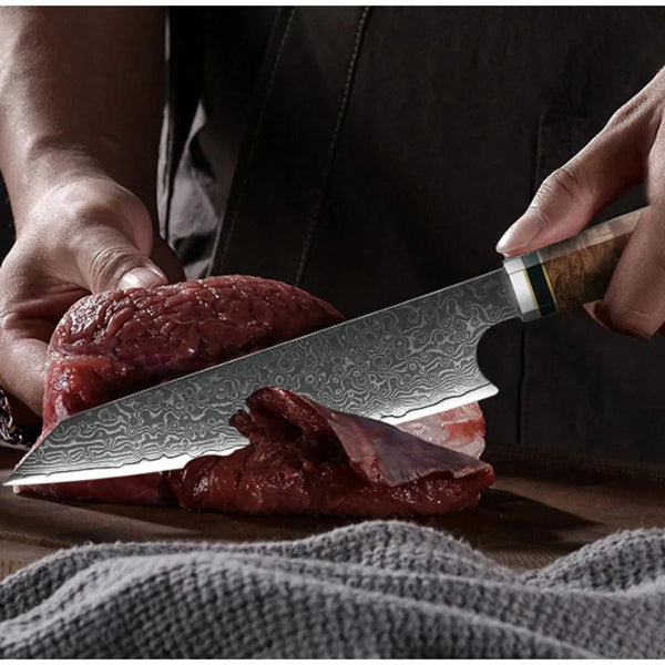Nirvana VG10 Damascus Chef's Knife with Exotic Olive Wood Handle - Gifts for You 'n Me