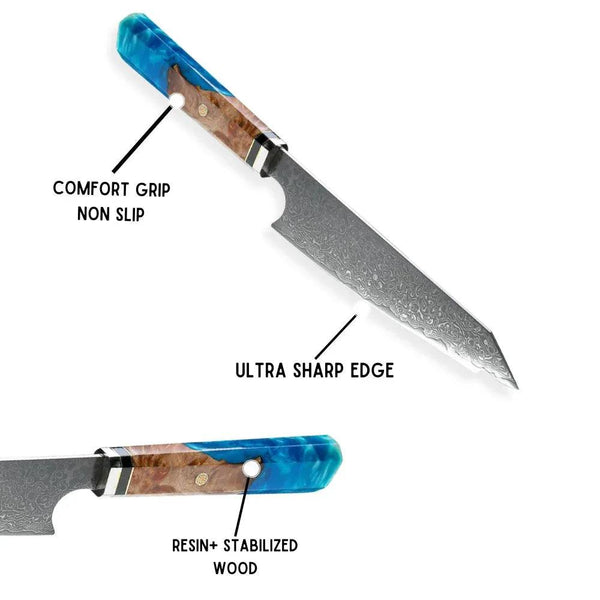 Nirvana VG10 Damascus Chef's Knife with Exotic Olive Wood Handle - Gifts for You 'n Me