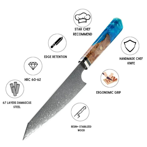 Nirvana VG10 Damascus Chef's Knife with Exotic Olive Wood Handle - Gifts for You 'n Me
