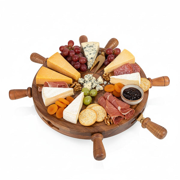 Helmsman Lazy Susan Cheese Board with Tool Set Picnic Time Family of Brands