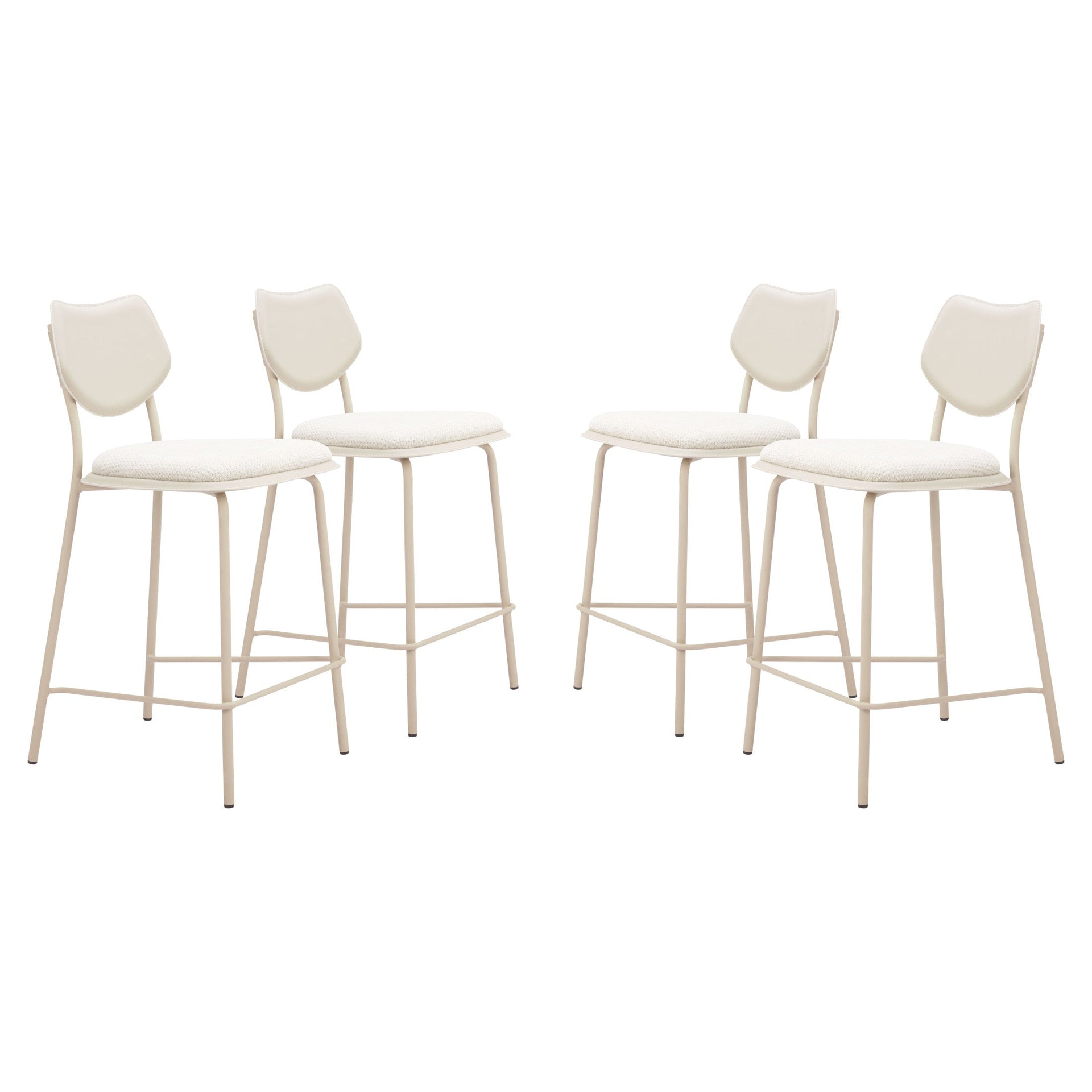 Zeal Counter Stool (Set of 4) Light Gray & Beige