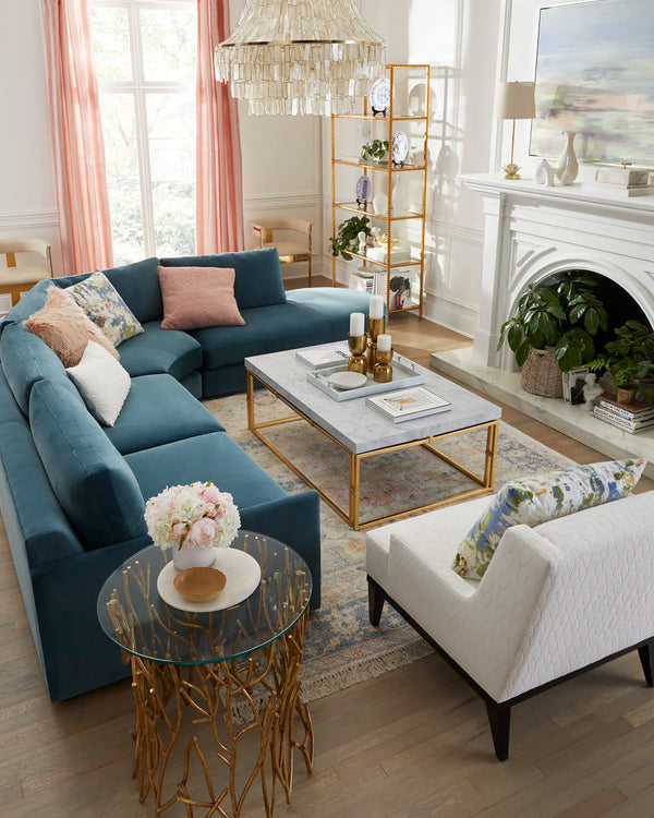 Italian Golden Iron Round Twig Accent Side Table with Glass Top - Gifts for You 'n Me