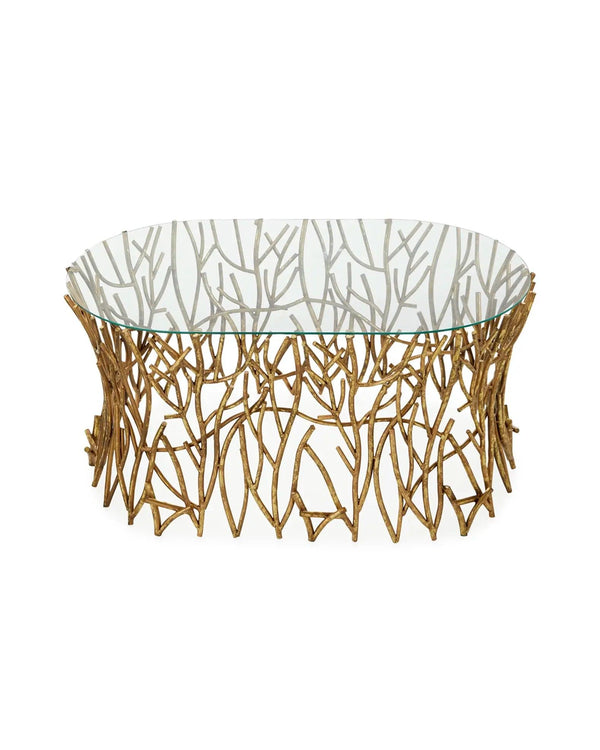 Italian Golden Iron Twig Cocktail Table with Glass Top - Gifts for You 'n Me