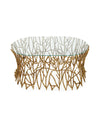 Italian Golden Iron Twig Cocktail Table with Glass Top