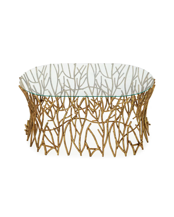 Italian Golden Iron Twig Cocktail Table with Glass Top - Gifts for You 'n Me