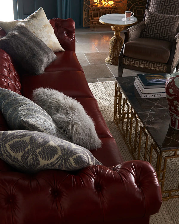 Italian Kay Gold Round Tassel Side Table with White Marble Top - Gifts for You 'n Me