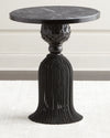 Black Twisted Iron Tassel Table with Gray Marble Top