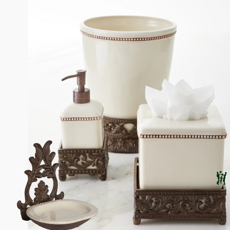 Acanthus Stoneware Waste Basket