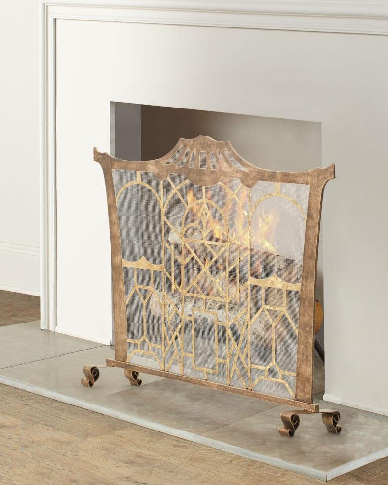 Pagoda Design Single Panel Fire Screen