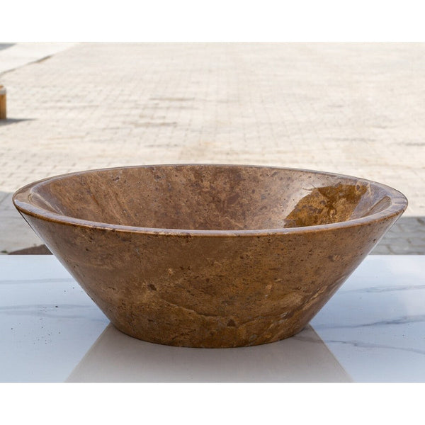Noce Brown Travertine V-Shape Tapered Sink Polished (D)16