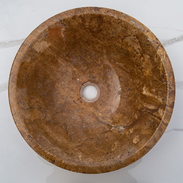 Noce Brown Travertine V-Shape Tapered Sink Polished (D)16
