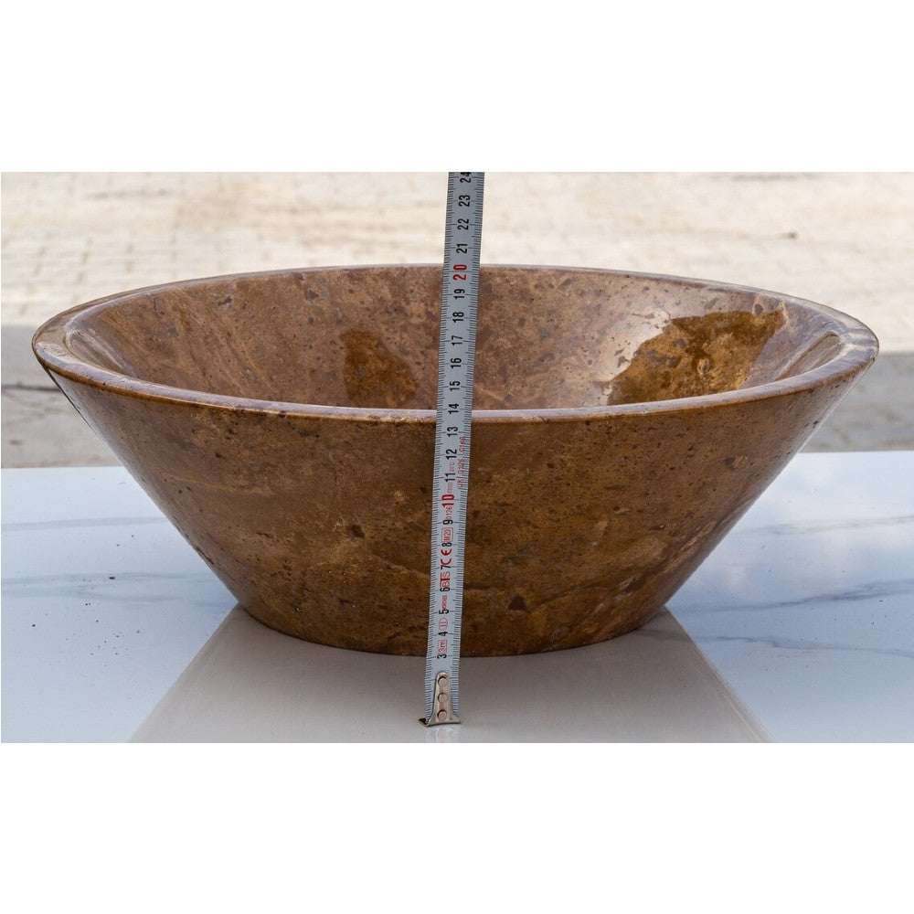 Noce Brown Travertine V-Shape Tapered Sink Polished (D)16