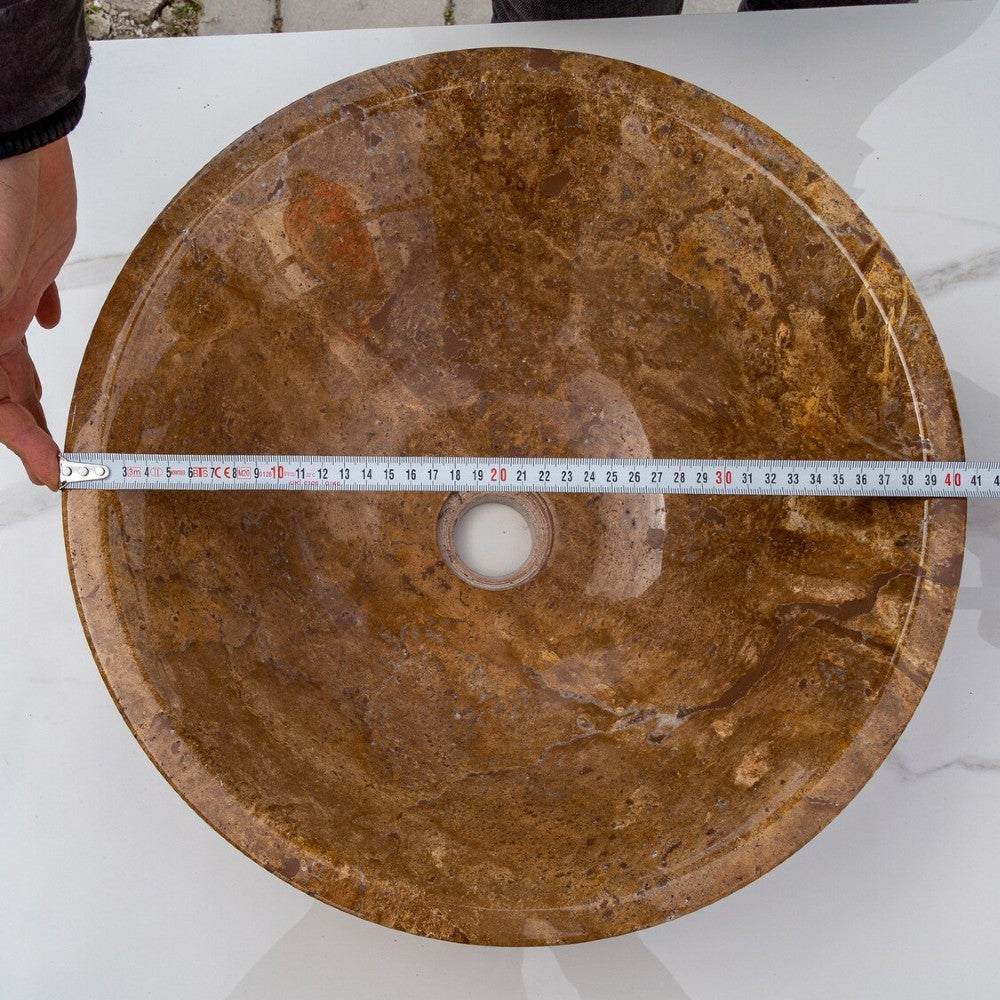 Noce Brown Travertine V-Shape Tapered Sink Polished (D)16