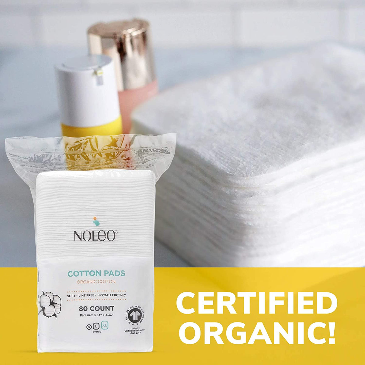 NOLEO Organic Cotton Pads - XL 3.54