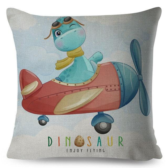 Nordic Style Pillow Cover Cute Cartoon Animal Drive Dinosaur Car Polyester Cotton Cushion Cover For Sofa Home Kids Room Throw Pillow Case Cover Dinosaur Cartoon Gray Soft Pillow Case For Decorative Bedroom Livingroom Sofa Farm House Cushion Covers