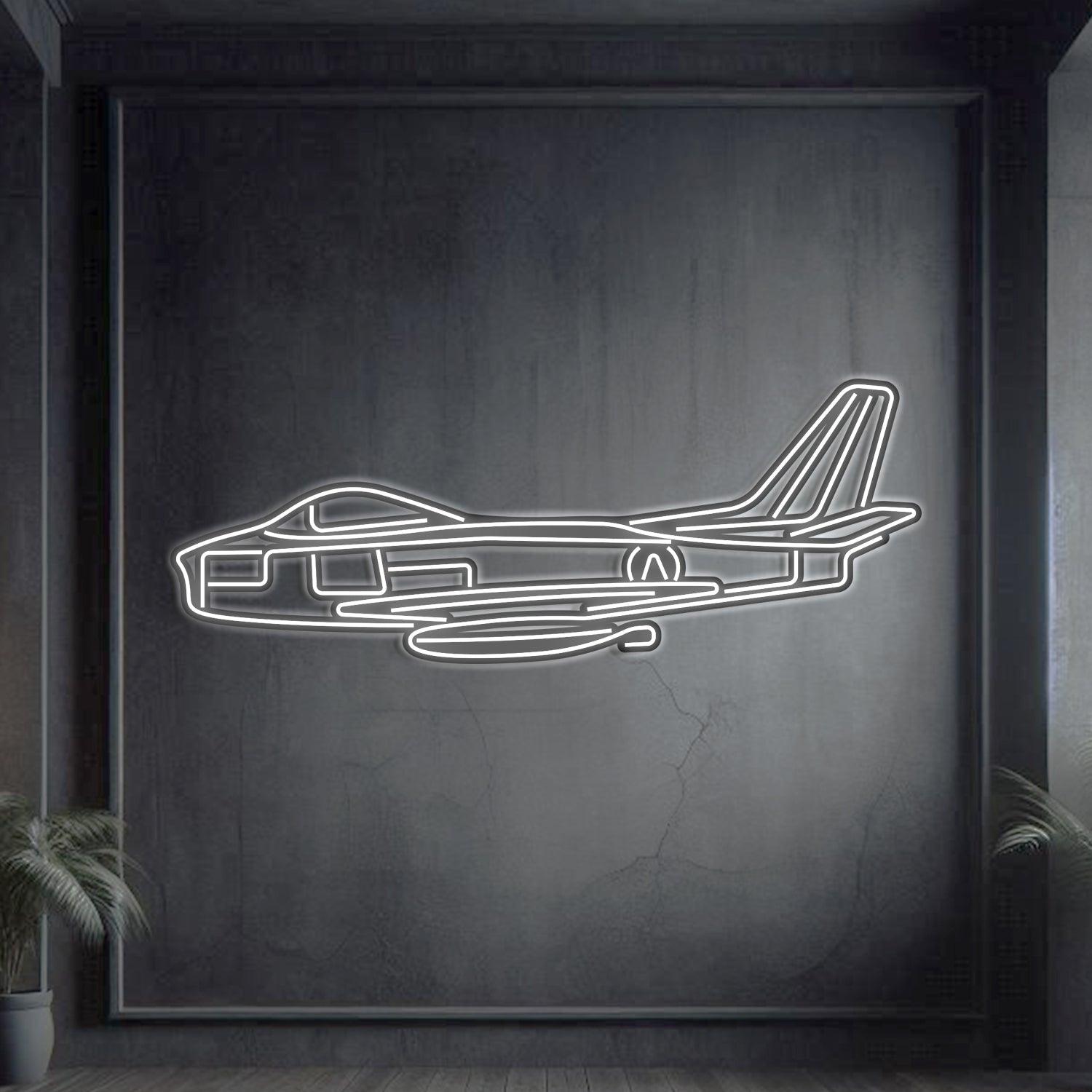 F-86 Sabre Metal Neon Aircraft Wall Art - NCN0044