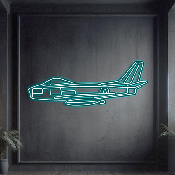 F-86 Sabre Metal Neon Aircraft Wall Art - NCN0044