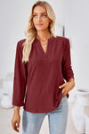 Notched Roll-Tab Sleeve T-Shirt - Burgundy / 2XL