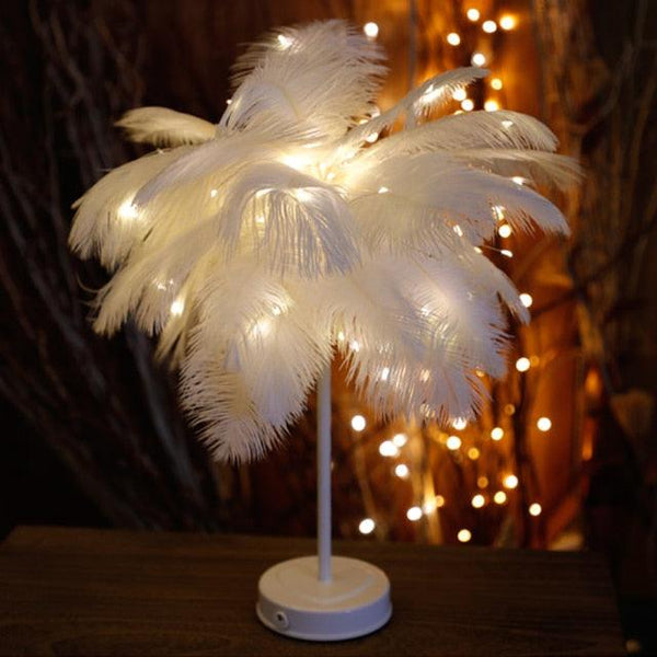 Novelty Feather Night Light Remote Fairy Copper Lamp for Home Living Room Bedroom Bedside Backlight Party Wedding Decoration Cute Study Lamps for Bedroom Décor