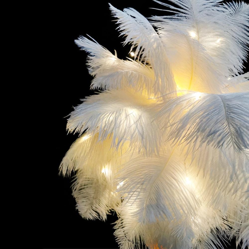 Novelty Feather Night Light Remote Fairy Copper Lamp for Home Living Room Bedroom Bedside Backlight Party Wedding Decoration Cute Study Lamps for Bedroom Décor