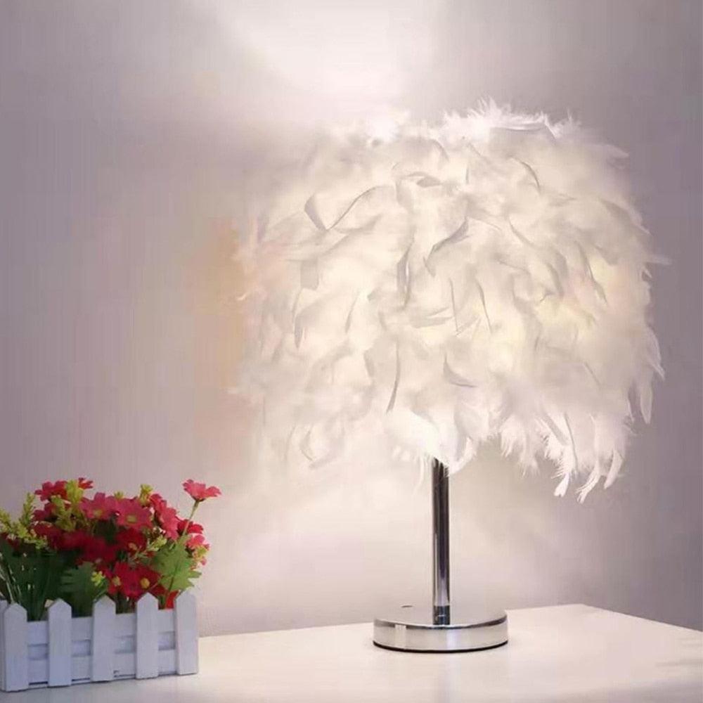 Novelty Feather Night Light Remote Fairy Copper Lamp for Home Living Room Bedroom Bedside Backlight Party Wedding Decoration Cute Study Lamps for Bedroom Décor