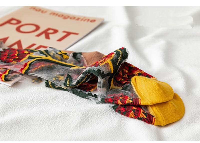 Novelty Harajuku Crystal Silk Tide Socks Funny Sunflowers Vines Flowers Happy Socks Casual High Quality Socks for Women