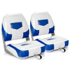 Set of 2 Folding Low Back Fishing Boat Seat with Stainless Steel Screws-Blue - Blue