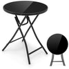 23 Inch Round Bistro Table with Tempered Glass Tabletop - Black