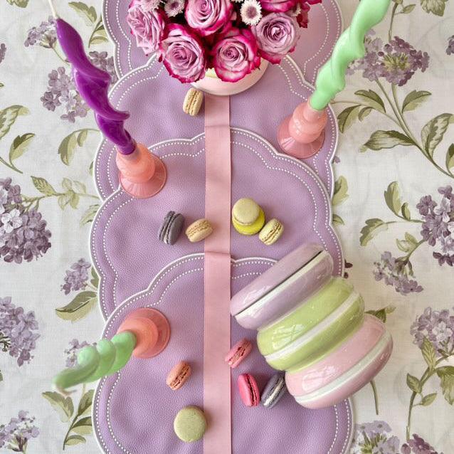 SPRING TABLE DECOR – NURTURE PURPLE SCALLOPED FAUX LEATHER PLACEMAT