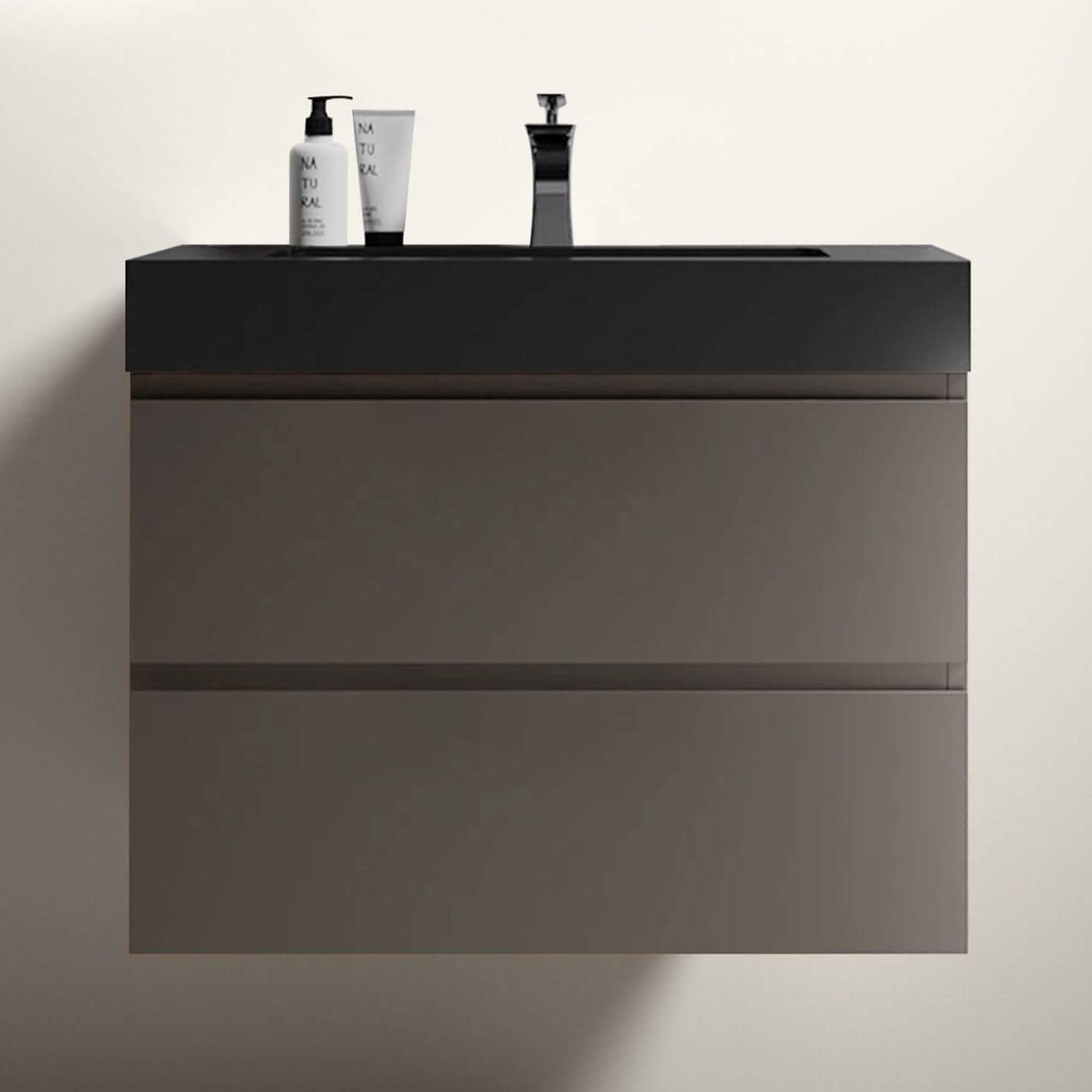 30-Inch Wall-Mounted Bathroom Vanity With Black Sink And Drawers (SAK76251)