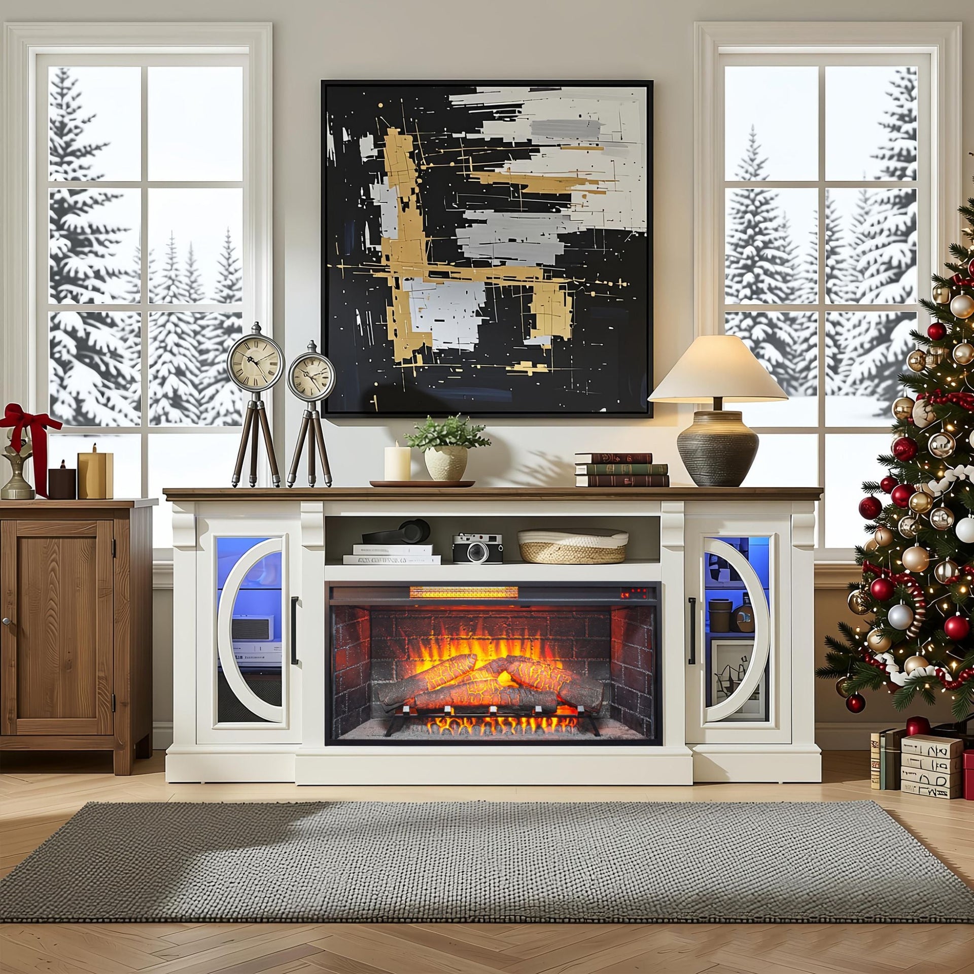 36-Inch Electric Antique Black Touch Panel Infrared Fireplace Insert With Removable Trim Kit (SAK84610)