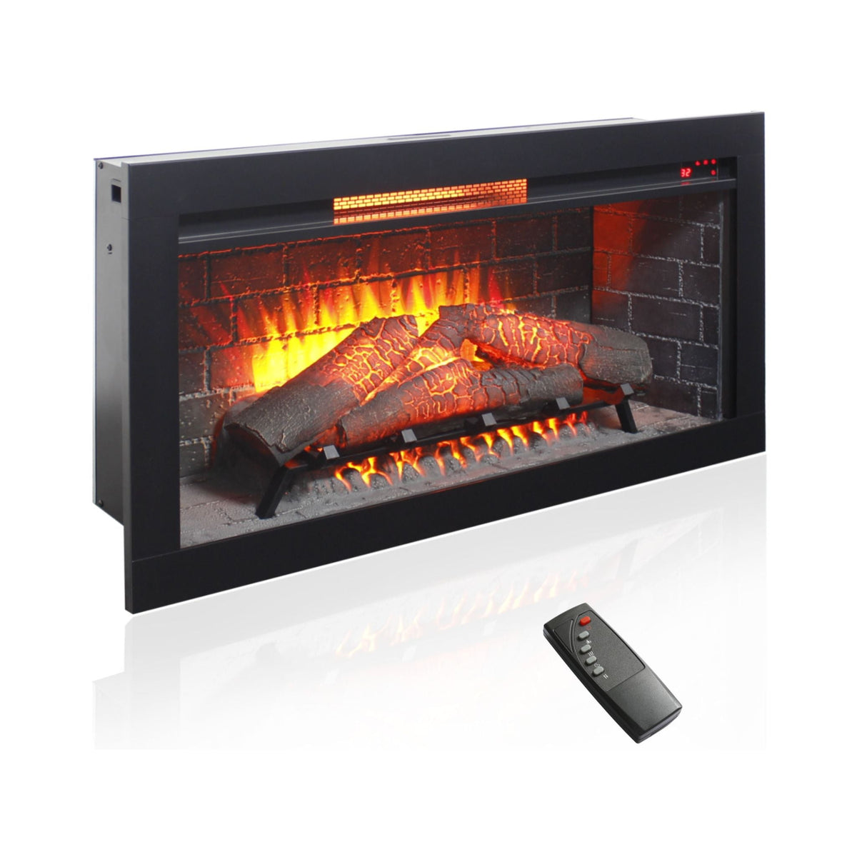 36-Inch Electric Antique Black Touch Panel Infrared Fireplace Insert With Removable Trim Kit (SAK84610)