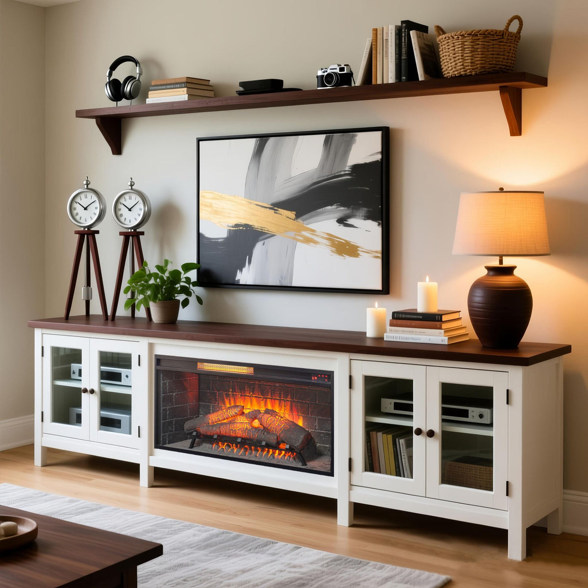 36-Inch Electric Antique Black Touch Panel Infrared Fireplace Insert With Removable Trim Kit (SAK84610)