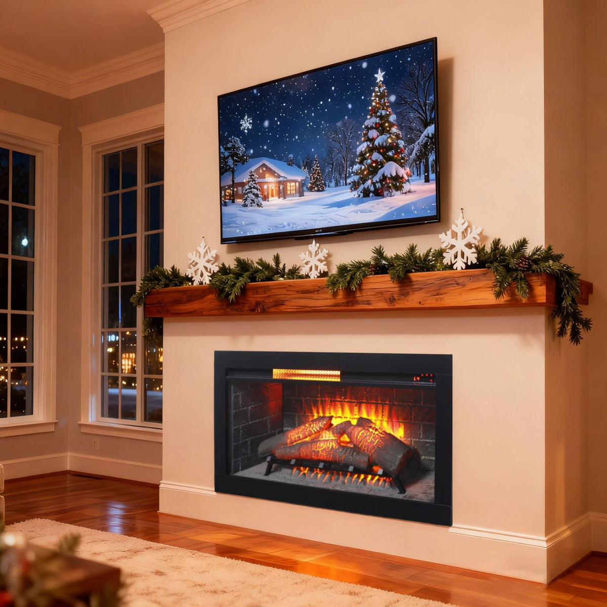 36-Inch Electric Antique Black Touch Panel Infrared Fireplace Insert With Removable Trim Kit (SAK84610)