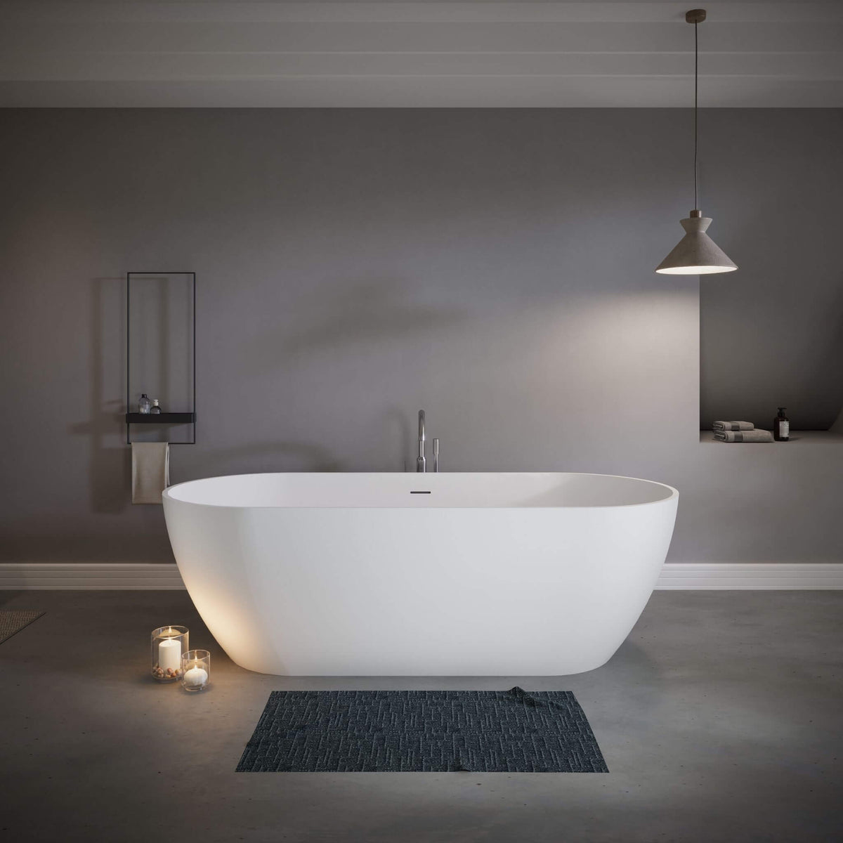 Wavecrest 59-Inch Luxury Solid Surface Matte White Freestanding Soaking Tub (SAK95320)