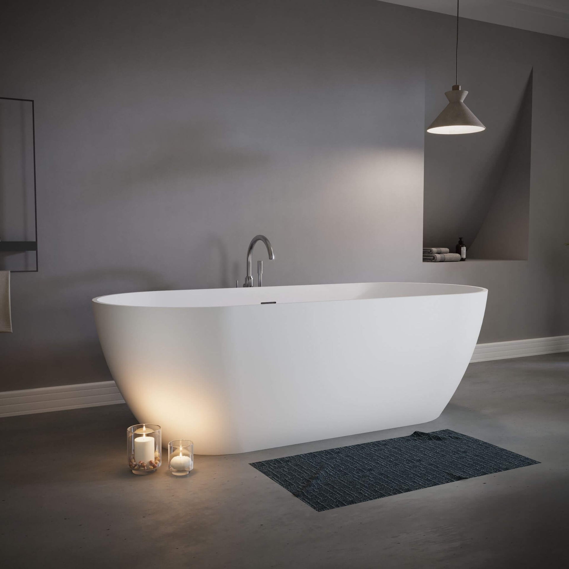 Wavecrest 59-Inch Luxury Solid Surface Matte White Freestanding Soaking Tub (SAK95320)