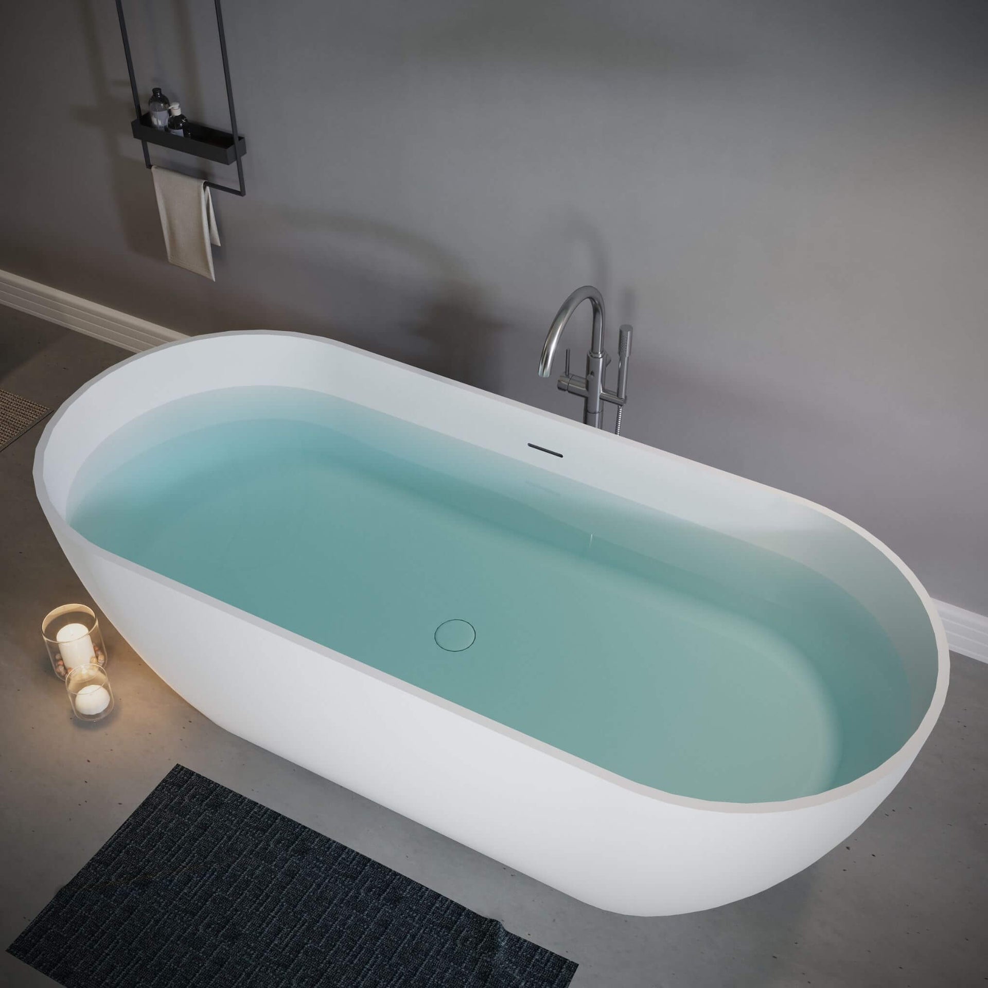 Wavecrest 59-Inch Luxury Solid Surface Matte White Freestanding Soaking Tub (SAK95320)