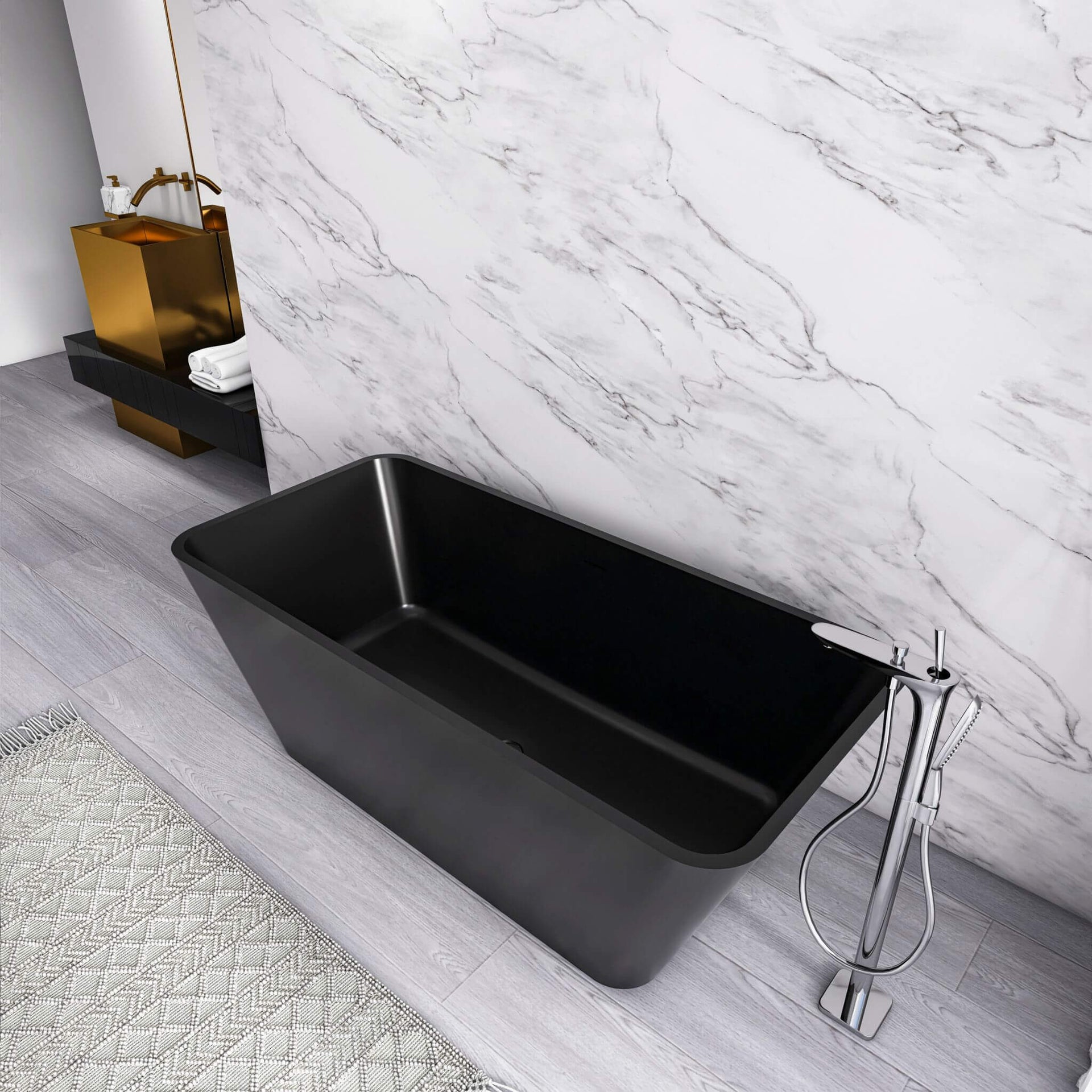 Cascade 67-Inch Luxury Freestanding Solid Surface Soaking Bathtub (SAK51920)
