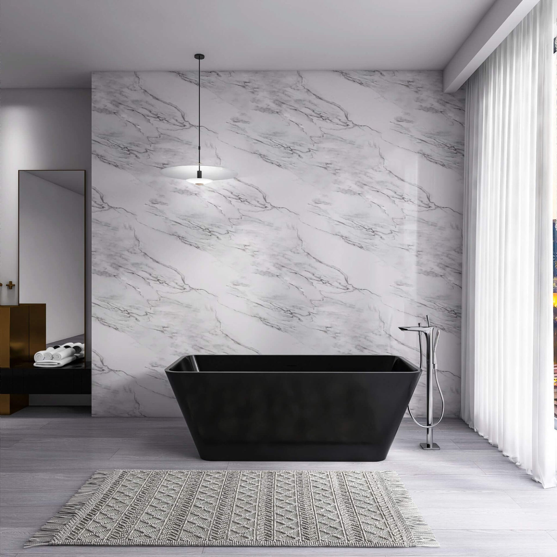 Cascade 67-Inch Luxury Freestanding Solid Surface Soaking Bathtub (SAK51920)