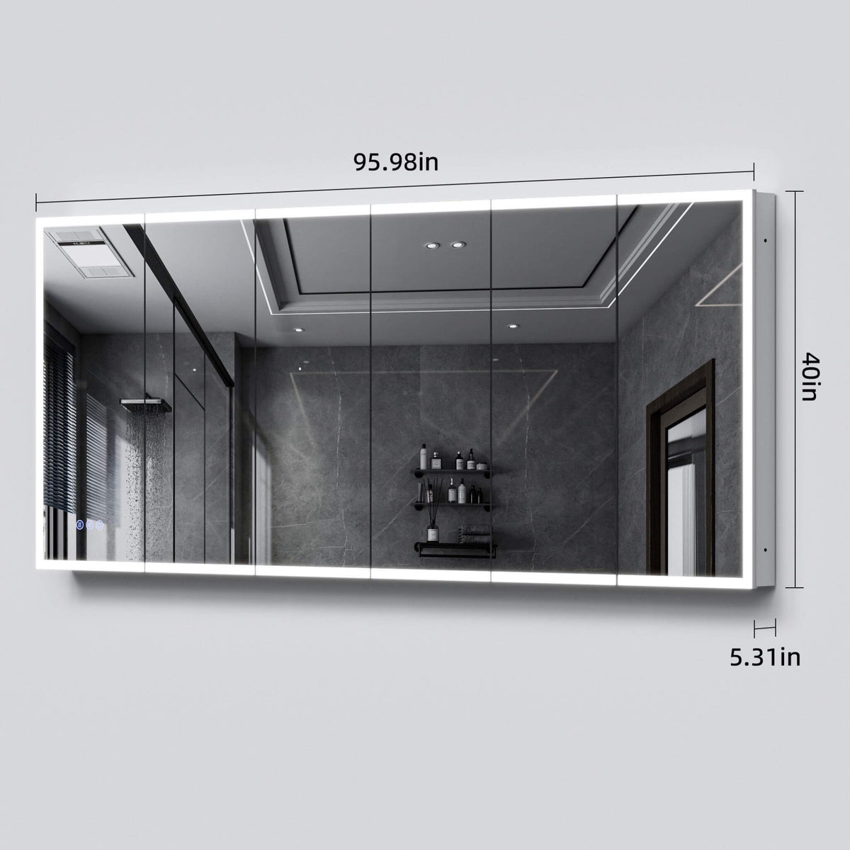 [96X40-Inch] Wall-Mounted Medicine Cabinet Mirror With Anti-Fog And Tri-Color LED Lights (SAK82340)