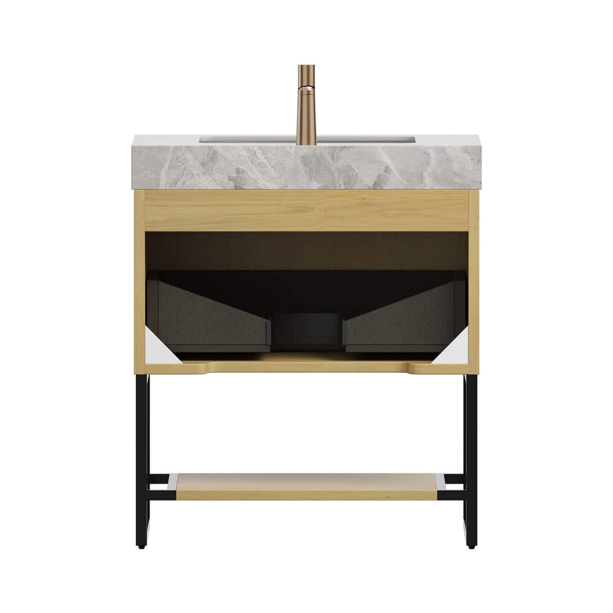 Luxury 30-Inch Corolla Oak Freestanding Bathroom Vanity With Sink And Storage (SAK79352)