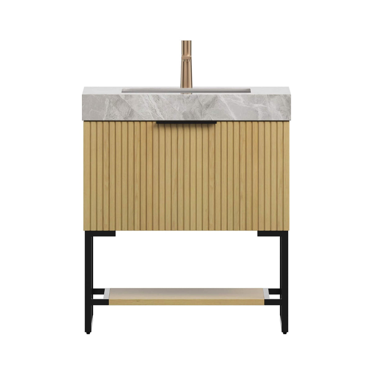 Luxury 30-Inch Corolla Oak Freestanding Bathroom Vanity With Sink And Storage (SAK79352)