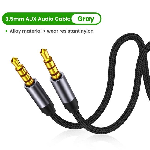 Nylon Braid 4 Poles 3.5MM Audio Aux Cable Jack For Headphone Speaker Line  Car PC Mp3 Mp4