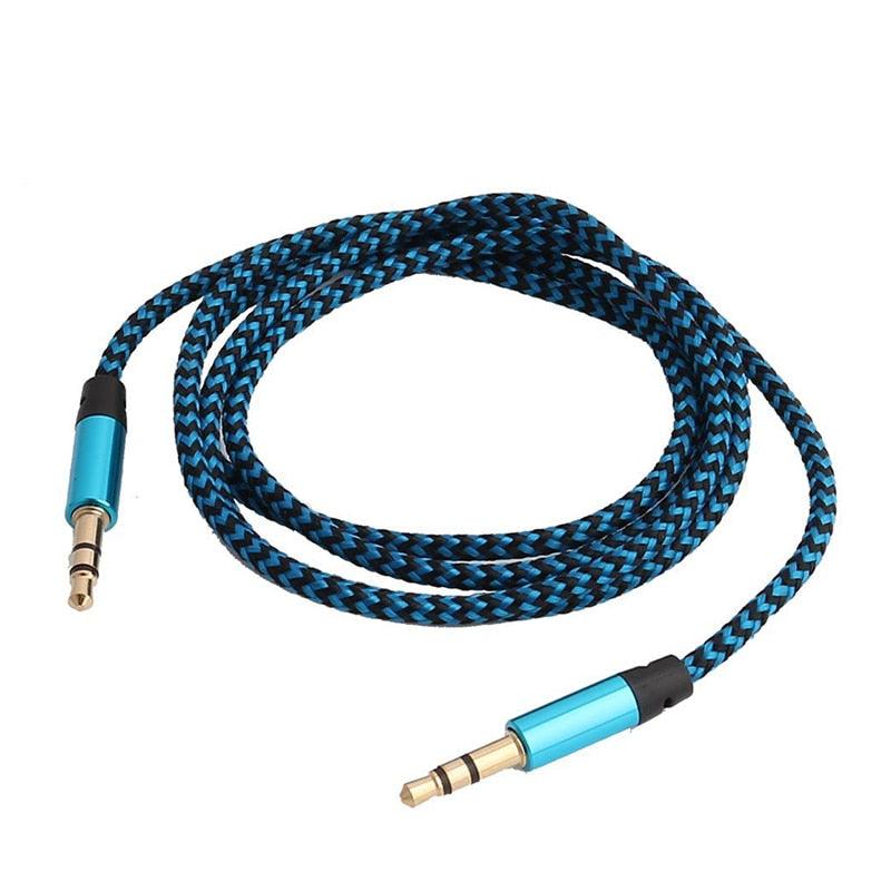 Nylon Braided 1m 3.5 mm  Aux Audio Cable Jack For Mobile Car Headphones Speakers