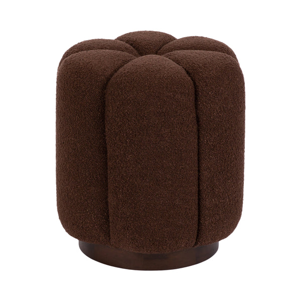 Lucida Round Tufted Ottoman Fabric and Wood