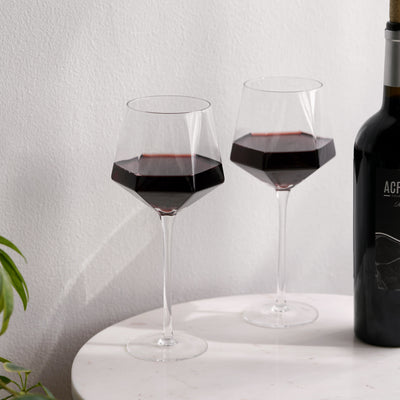 Seneca Diamond Crystal Wine Glasses Set of 2