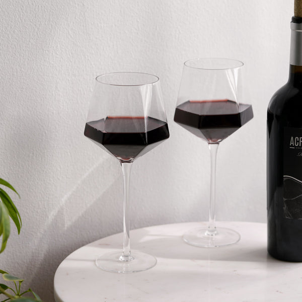 Seneca Diamond Crystal Wine Glasses Set of 2